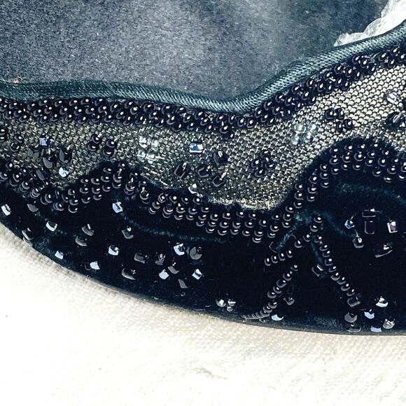 Rene Caovilla Stiletto Heels Pointy Toe Bead D'Orsay 8 8.5 39 Witch Black Velvet - Picture 8 of 16